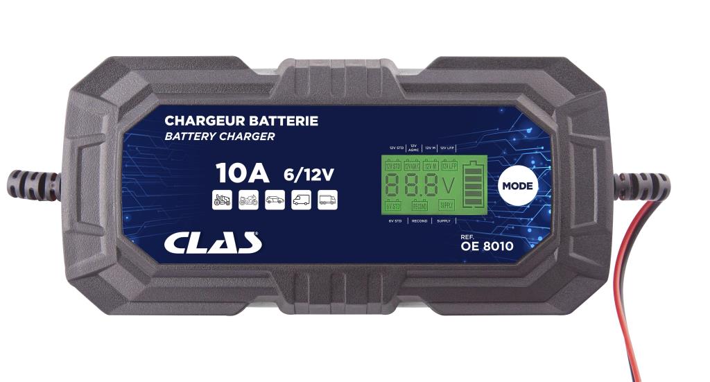 Chargeur de batterie de voiture ((de 6 à 12 V, et câbles)) CLAS  ref. OE 8010